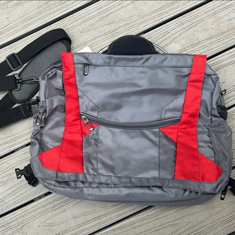 Gray and Red lactop Bag travel 14x20